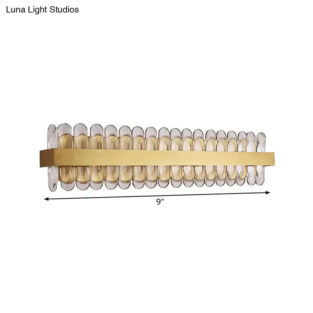 Contemporary gold wall lamp with teardrop crystal glass shades fixture width for 110v-120v and 220v-240v use