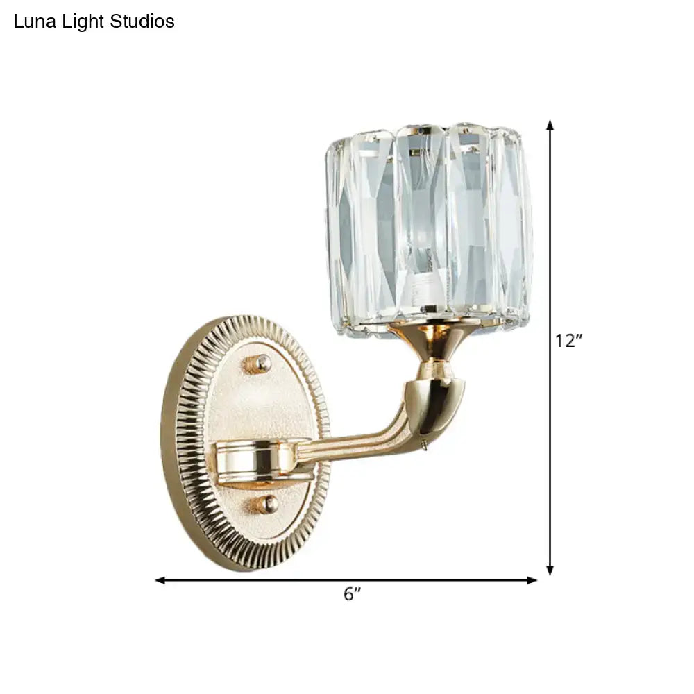 Contemporary wall lamp with gold-finished metal base and crystal shade suitable for led incandescent fluorescent light type