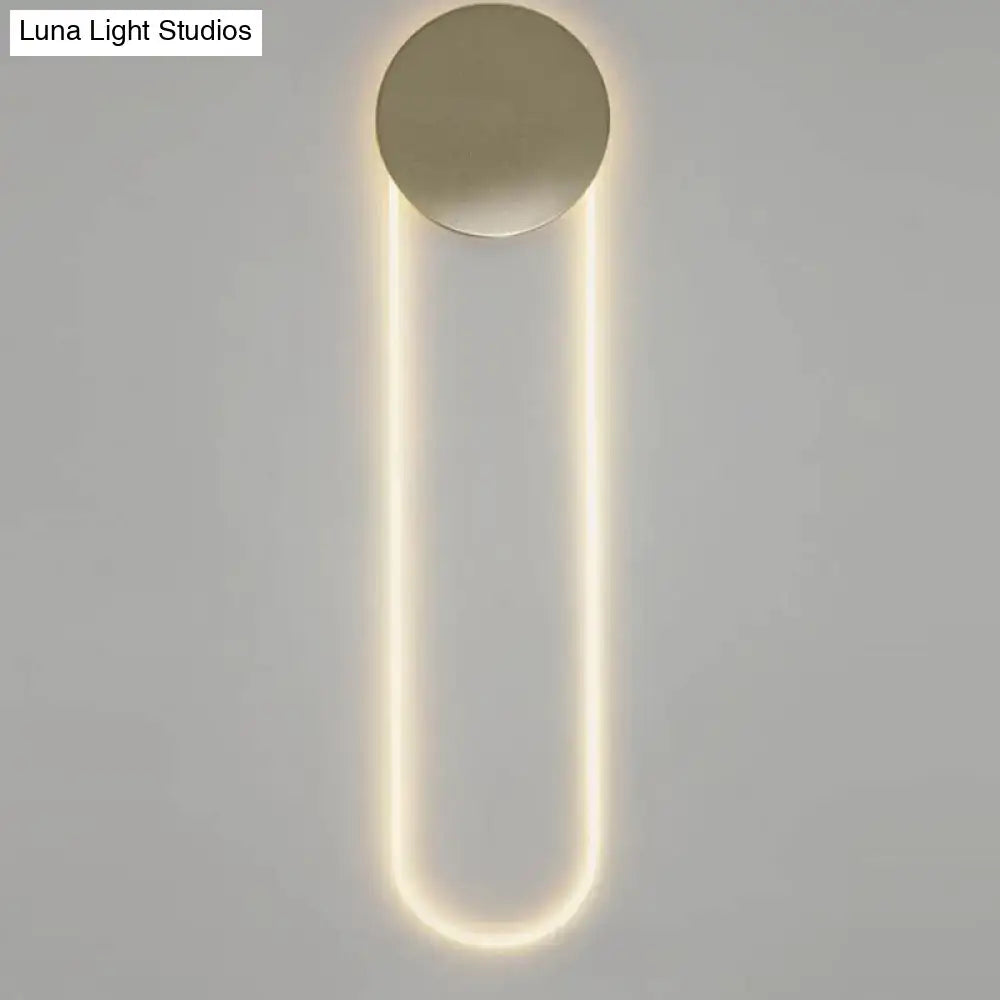 Contemporary gold oblong bedroom wall light fixture with brushed gold top and vertical led strips for 110v 120v use