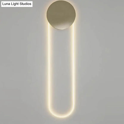 Contemporary gold oblong bedroom wall light fixture with brushed gold top and vertical led strips for 110v 120v use