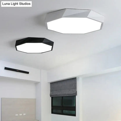 Decorbites contemporary acrylic flush mount ceiling light with modern hexagonal design in white or black for bedroom