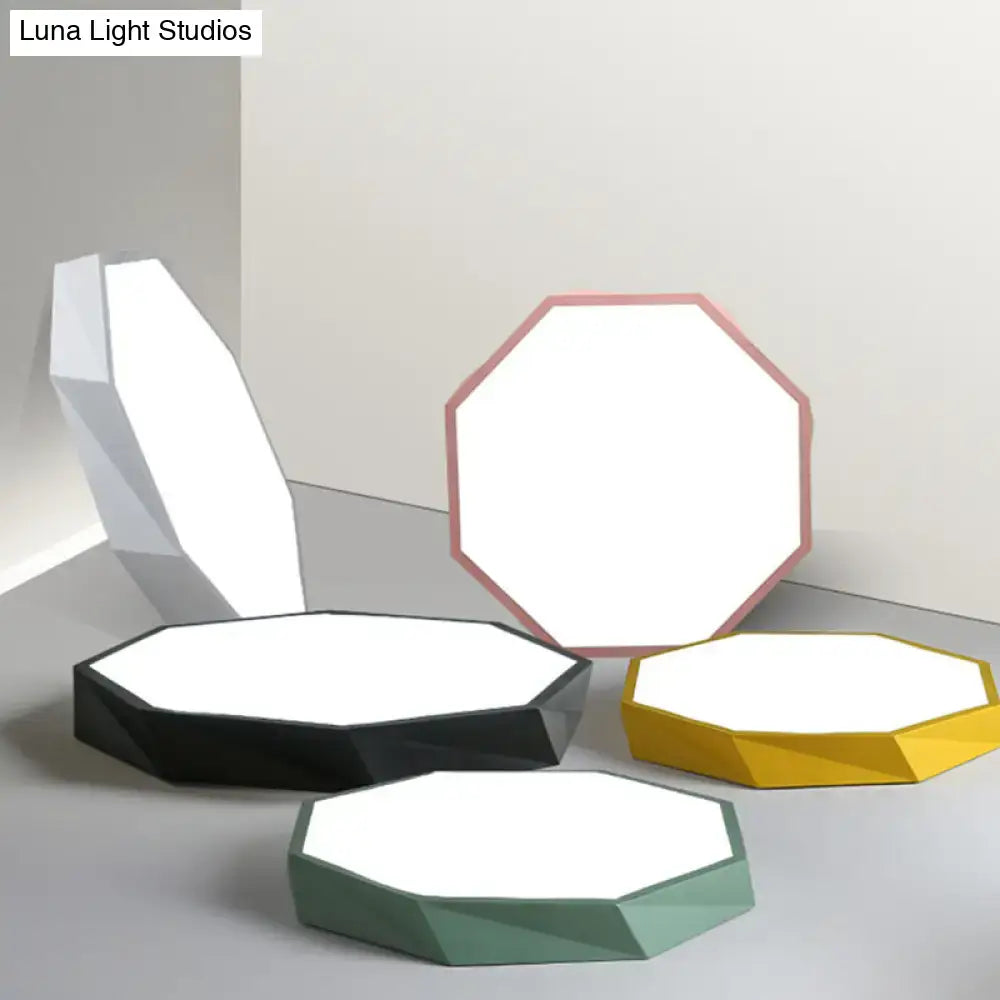 Decorbites contemporary acrylic flush mount ceiling light with white geometric octagonal led panels and colored frames