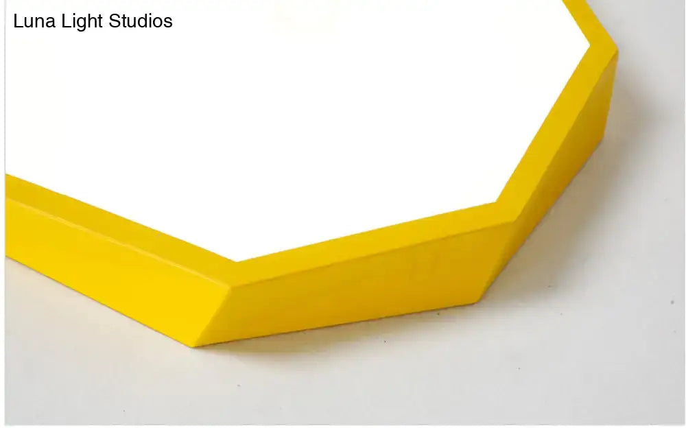 Bright yellow octagonal acrylic flush mount ceiling light panel from DecorBites™ for contemporary bedroom decor