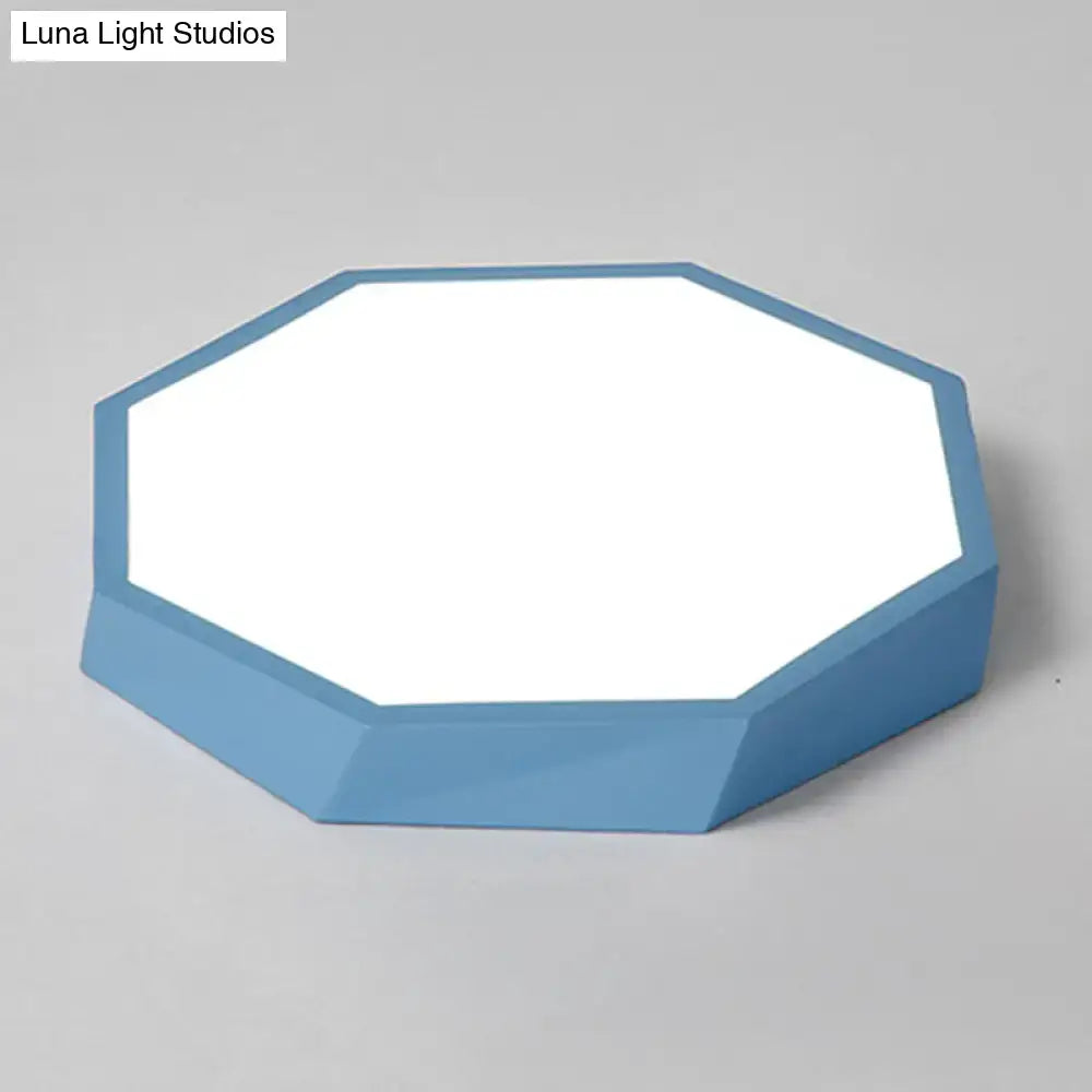 Blue octagonal acrylic flush mount ceiling light by decorbites with a sleek modern design for bedroom use
