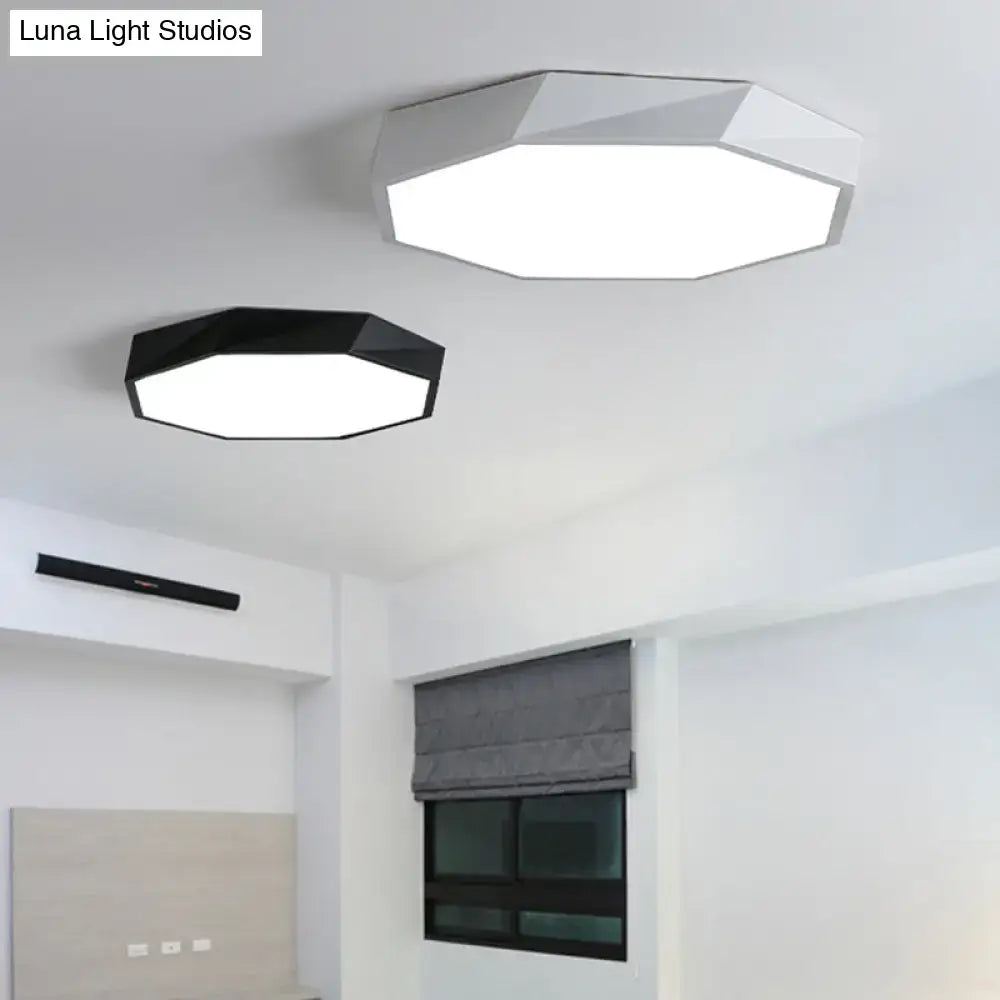 DecorBites™ contemporary acrylic flush mount ceiling light with hexagonal design in white or black for bedroom