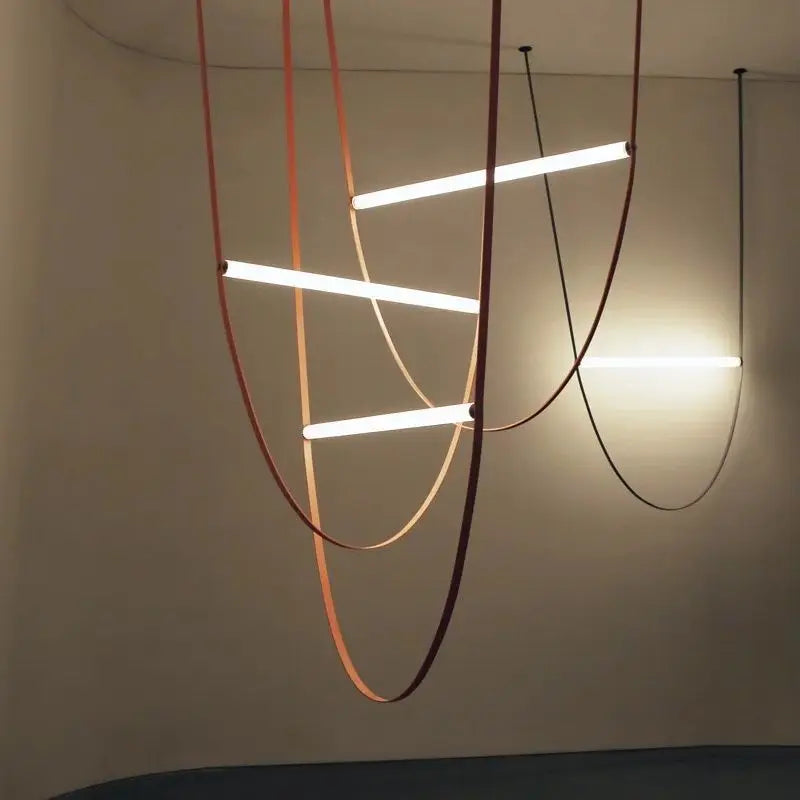 Contemporary Leather Belt Dimmable LED Pendant Light