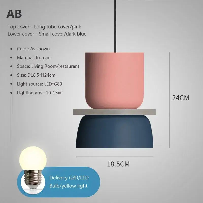 Contemporary led lustre pendant lamp with matte pink and dark blue iron art cover for living room lighting decorbites contemporary led pendant lamp