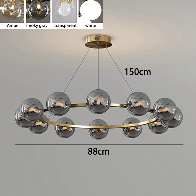 Contemporary Multi-Head Acrylic Glass Pendant Chandelier