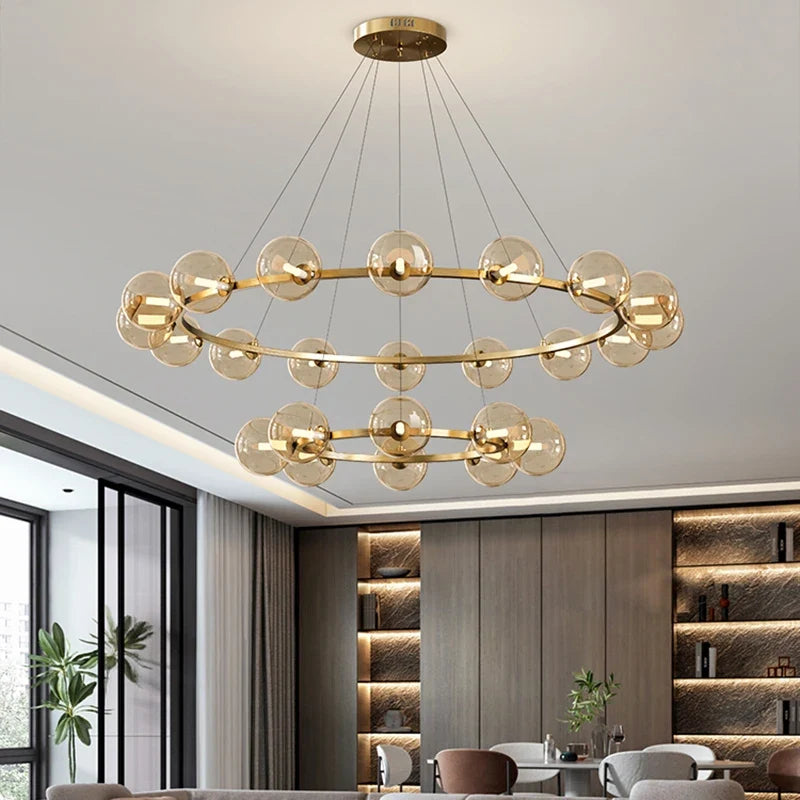 Contemporary Multi-Head Acrylic Glass Pendant Chandelier