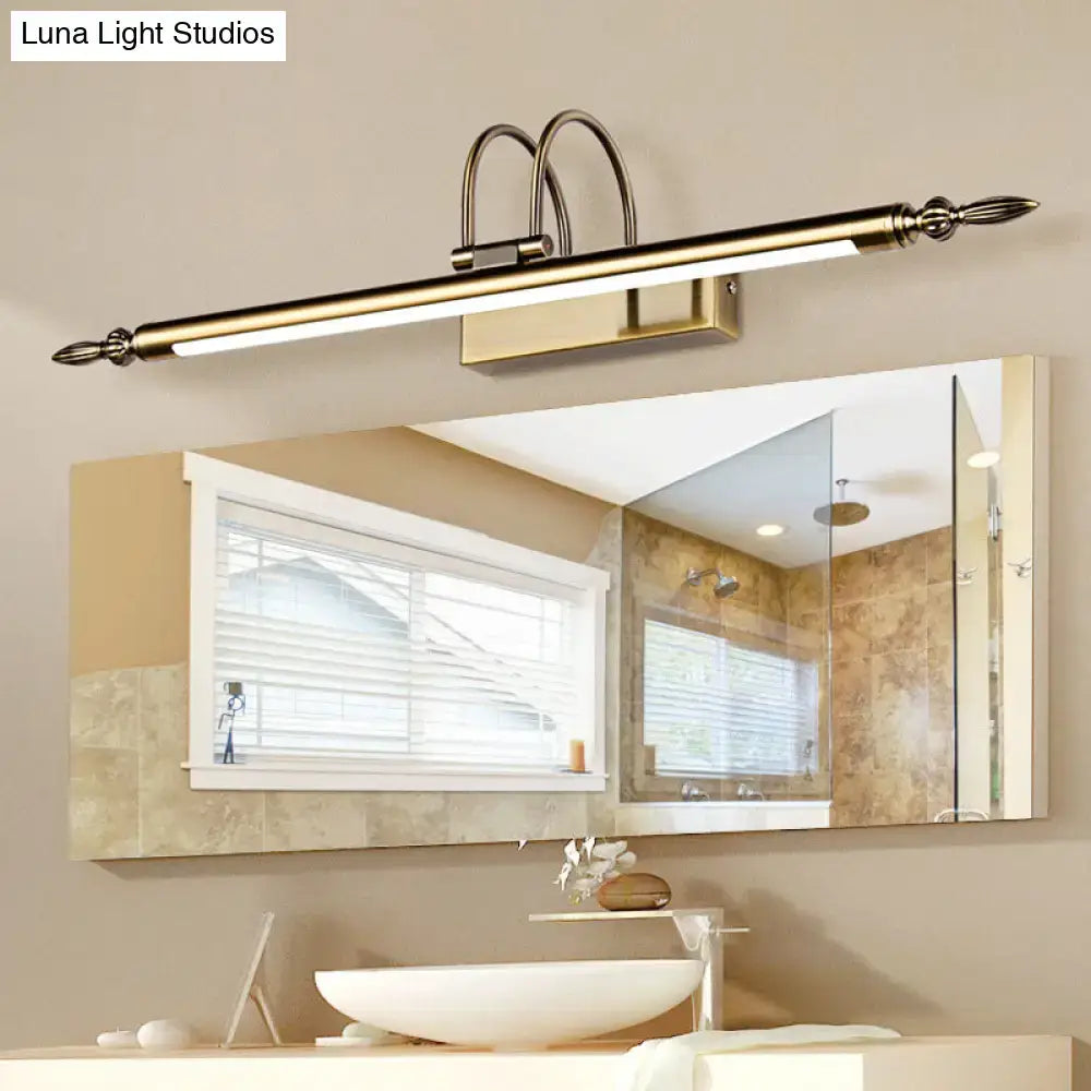 Contemporary nickel finish led wall sconce with brass-finished rectangular mirror light and warm white decorative arms