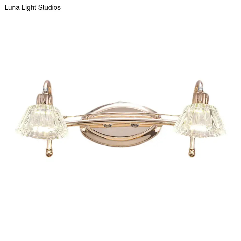 Contemporary rose gold wall vanity light with truncated cone shade and crystal-encrusted lampshades for bathroom use