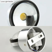 Contemporary silver and black led wall lamp with circular clear lens housing for dining room 110v-120v 220v-240v use