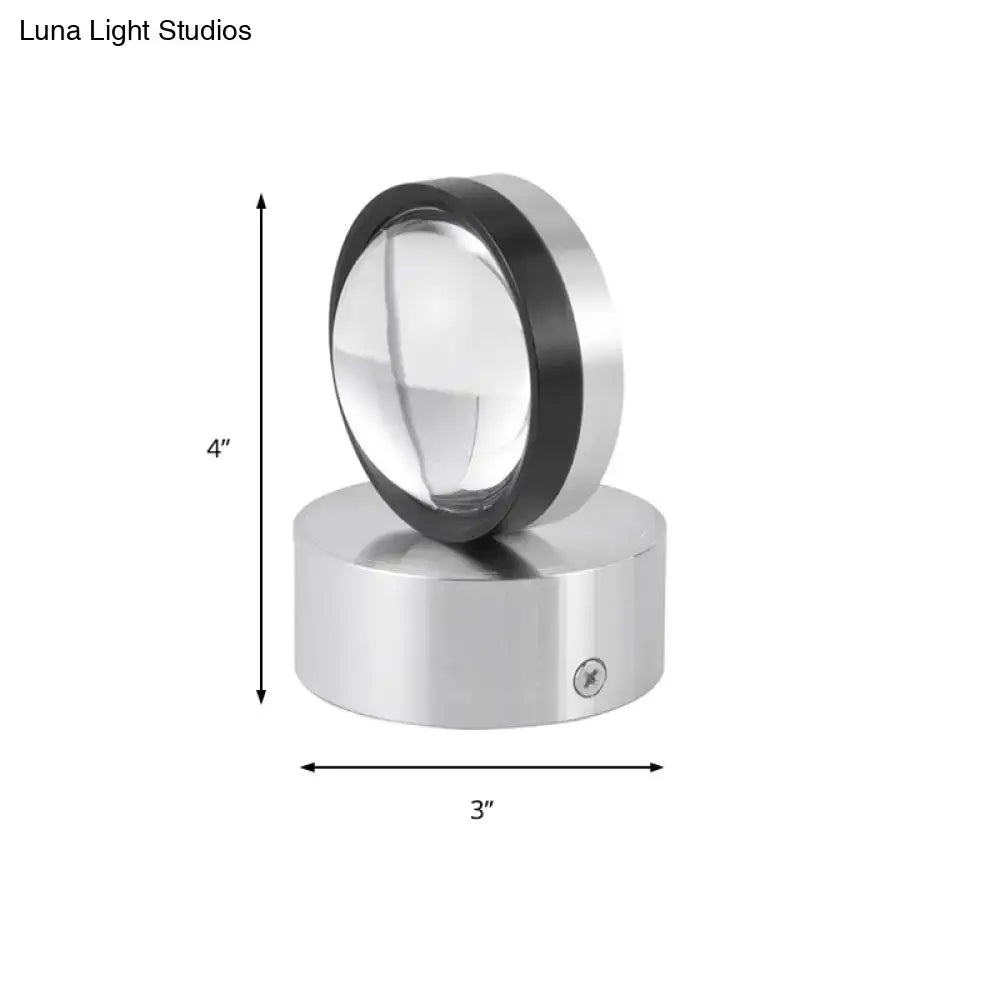Contemporary silver and black cylindrical wall lamp with clear lens for dining room 110v-120v 220v-240v use