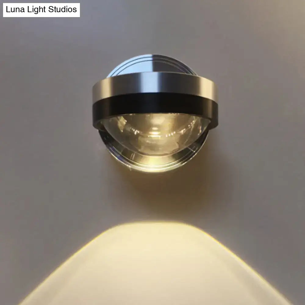 Contemporary silver and black wall lamp with polished stainless steel and glass dome for dining room 110v-240v use