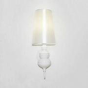 Contemporary white ceramic wall light with a tapered satin-finished lampshade and e26 e27 bulb base for bedroom use