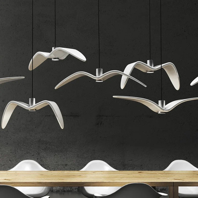 Contemporary White Seagull Resin Pendant Light - Decorbites