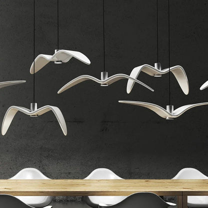 Contemporary White Seagull Resin Pendant Light - Decorbites