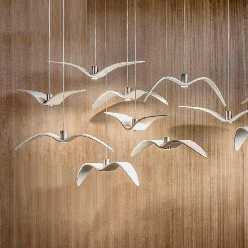 Contemporary White Seagull Resin Pendant Light - Decorbites