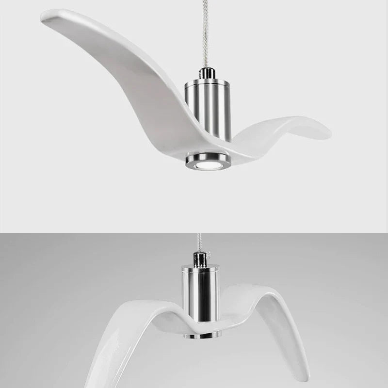 Contemporary White Seagull Resin Pendant Light - Decorbites