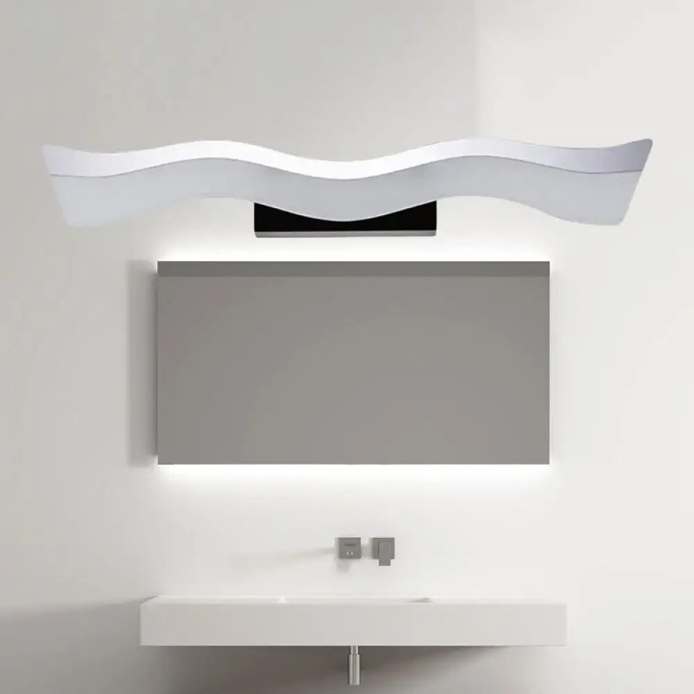 Contemporary white wave led wall mounted light bathroom sconce with wavy design for modern bathroom lighting