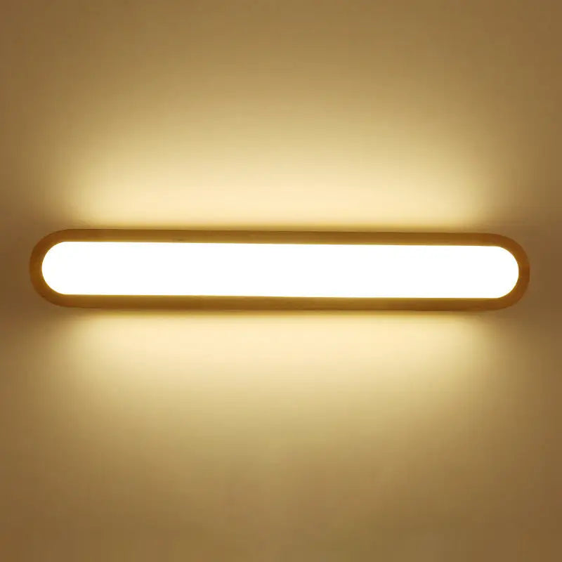 Contemporary wood led sconce vanity light with warm-toned rectangular design and soft-glowing illumination for bedroom