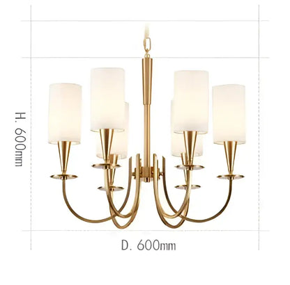 Decorbites copper ceiling chandelier with gold-toned frame six frosted glass shades for elegant living room lighting