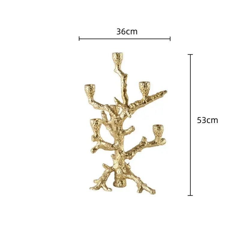 Gold-colored coral textured decorbites golden bough candelabrum with five candle holders for elegant dining room decorbites candlestick holder