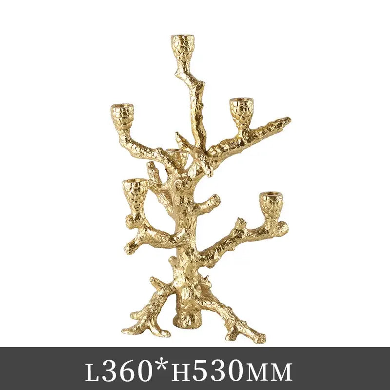 Golden bough candelabrum with coral textured branches and five candle holders elegant dining room candlestick holder decorbites