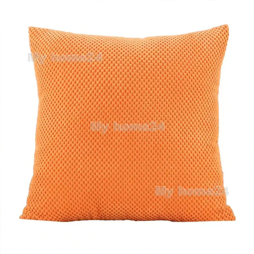 Orange textured corduroy corn kernel throw pillow with woven diamond pattern for living room sofa decorbites decor
