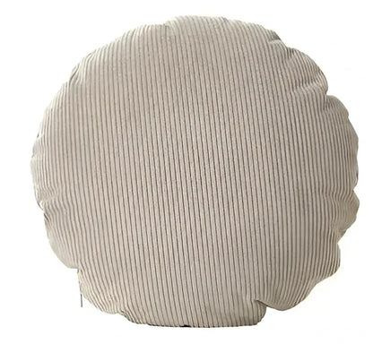 Beige corduroy round pillow cover from decorbites featuring solid stripe texture for living room decor
