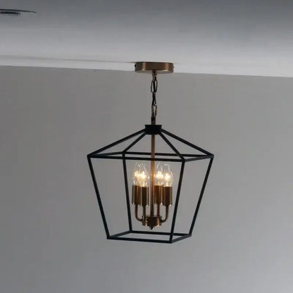 Black metal geometric pendant light with brass accents and four bulbs country style iron led dining room decorbites country style