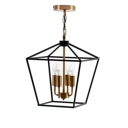 Black and brass country style iron led chandelier with four clear bulb sockets for dining room decorbites country style