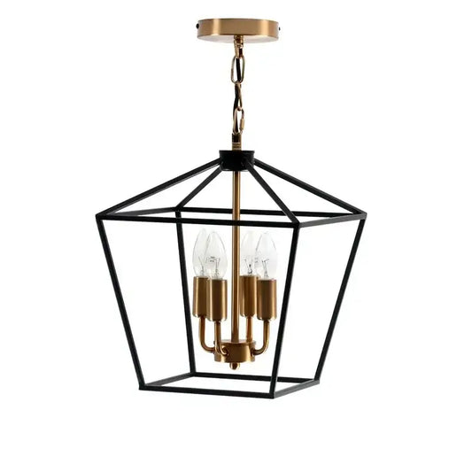 Black and brass country style iron led chandelier with four clear bulb sockets for dining room decorbites country style