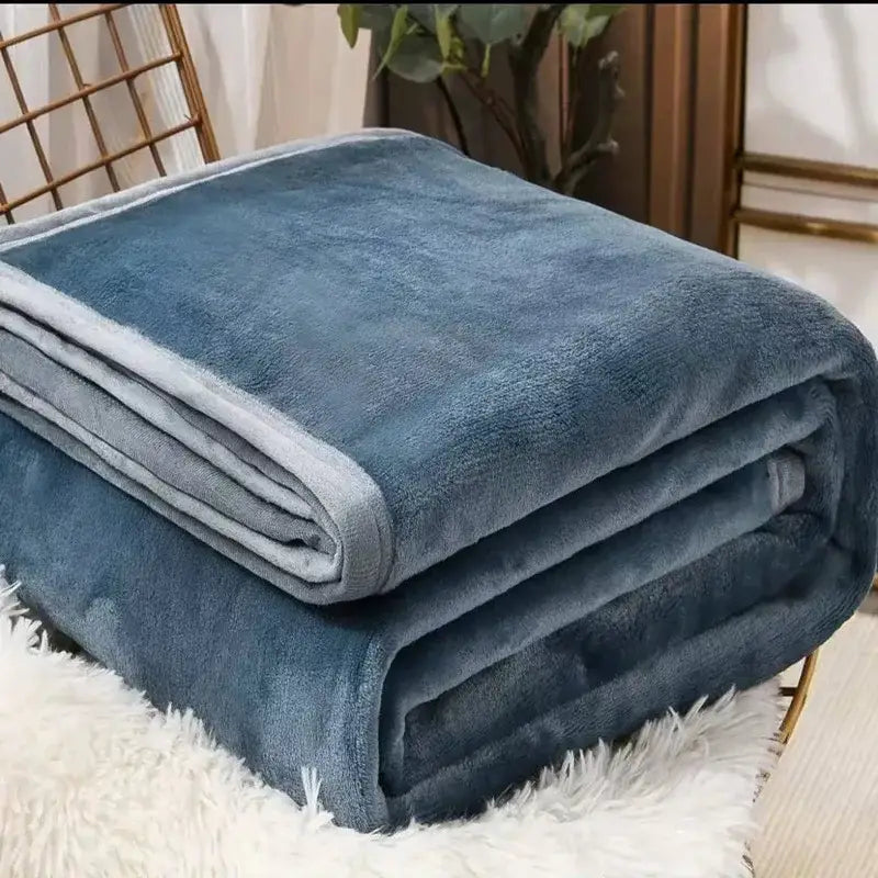 A plush decorbites cozy checkered fleece blanket in deep blue with light gray lining for bedroom throw use