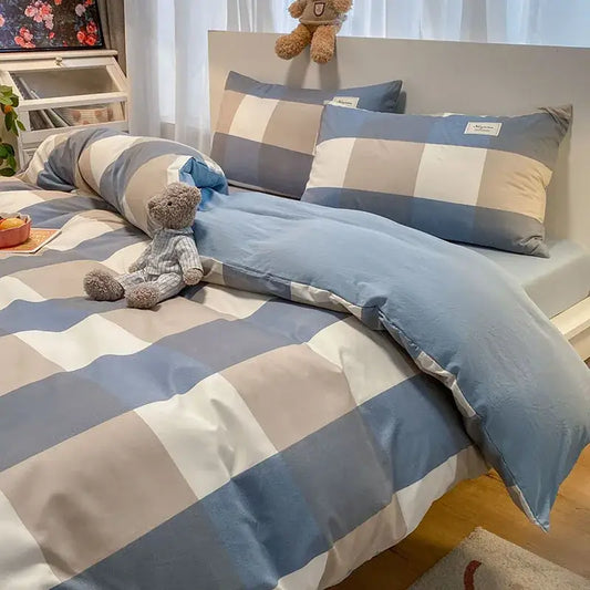 Blue and white checkered duvet cover set with matching pillowcases from decorbites cozy plaid duvet for bedroom bedding