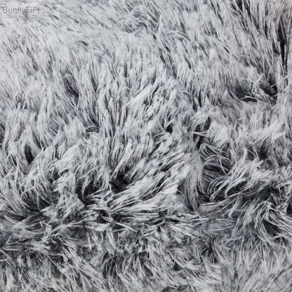Cozy plush fur gray and white cushion cover with a soft shaggy faux fur surface for stylish living room decorbites decor