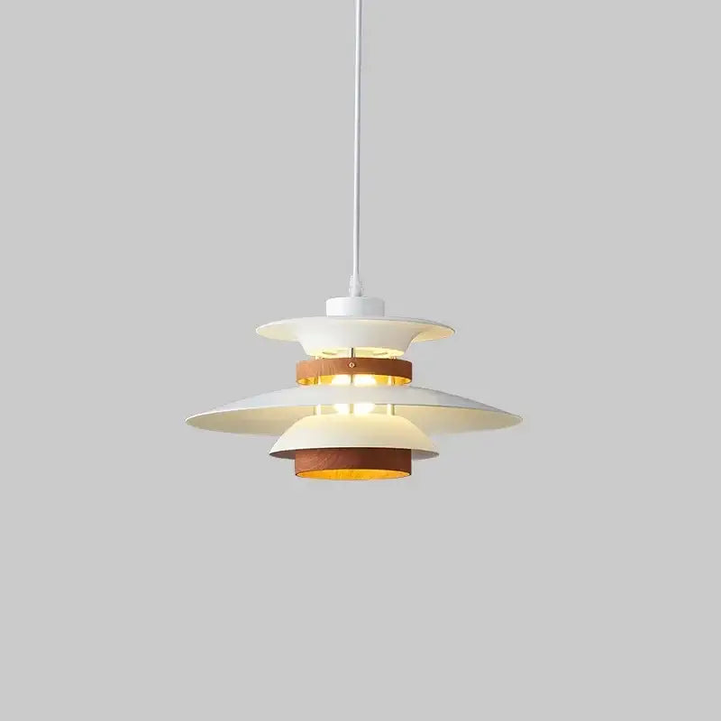 Cream and amber umbrella shape pendant light with white and warm-toned wood layers for modern living room decorbites colorful umbrella