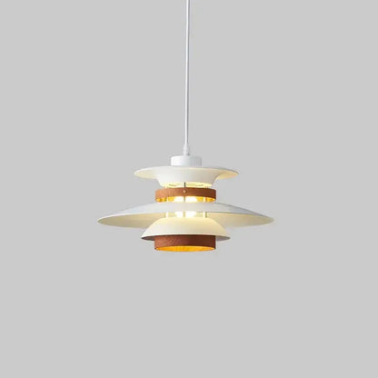 Cream and amber umbrella shape pendant light with white and warm-toned wood layers for modern living room decorbites colorful umbrella