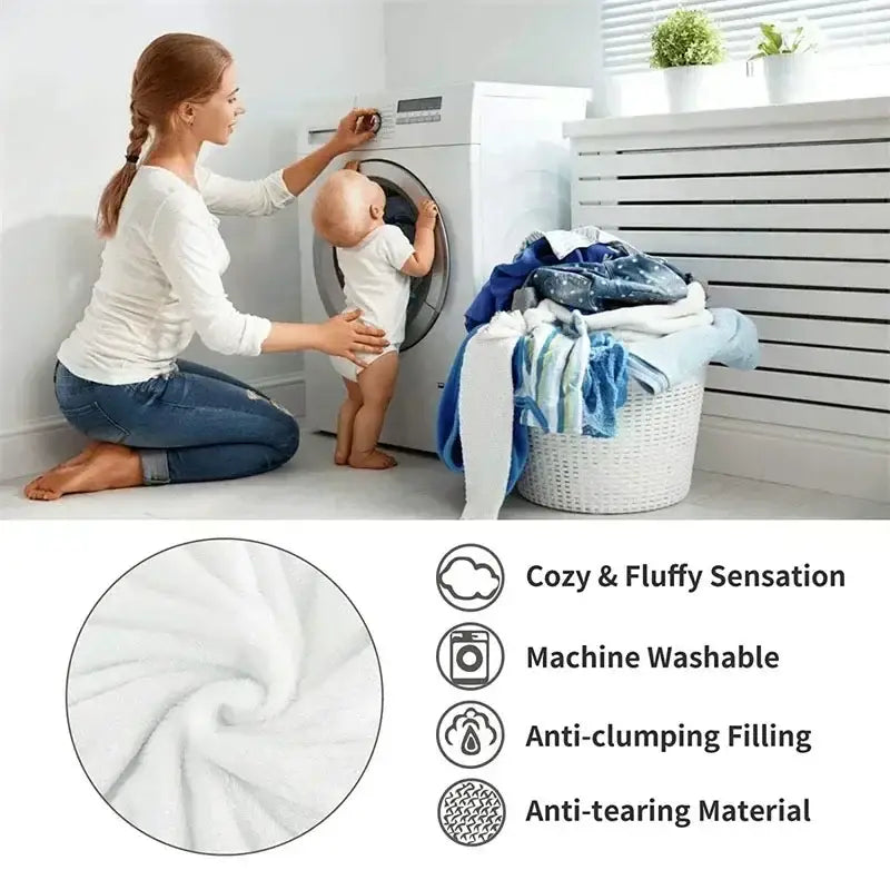 Cream and brown textured decorbites fluffy fleece blanket with white fluffy machine-washable cozy fabric filling