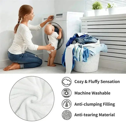Cream and brown textured decorbites fluffy fleece blanket with white fluffy machine-washable cozy fabric filling