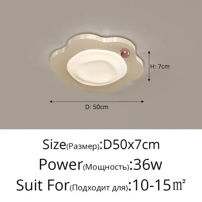 Cream led ceiling light shaped like a soft cloud with a glossy red spherical accent for bedroom decorbites decor