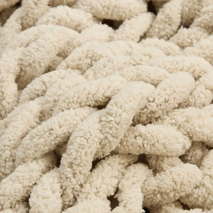Cream cozy chenille chunky knit blanket with plush textured surface for bedroom decorbites cozy chenille throw