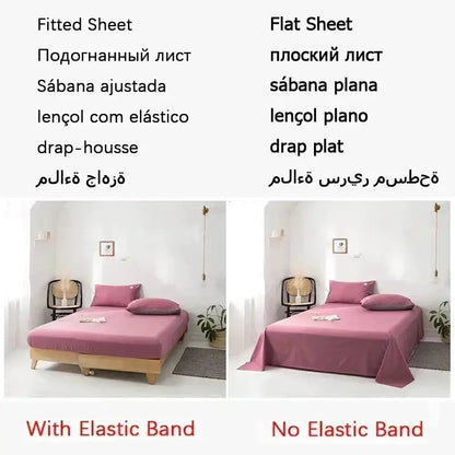 Pink fitted sheet with elastic band for snug fit part of decorbites cozy milk fleece bedding set for bedroom use