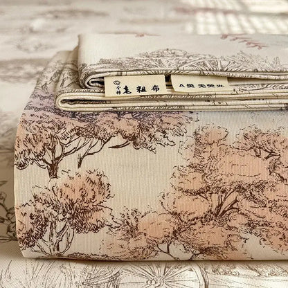 Cream flower print satin bed cover with delicate beige cotton fabric featuring decorbites cooling cotton pattern