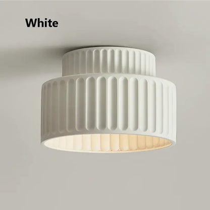 Cream green led chandelier lamp featuring a white ribbed modern ceiling light fixture for dining room use