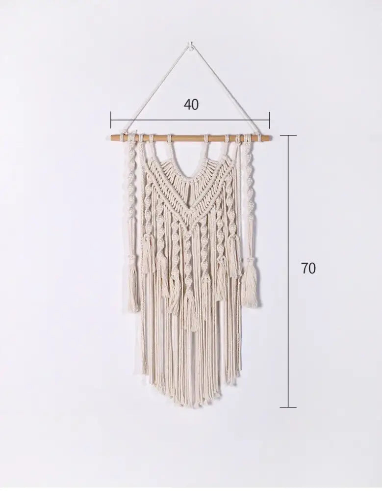 Cream and lavender cotton macrame wall hanging with intricate braided patterns and tassels for living room decorbites colorful cotton