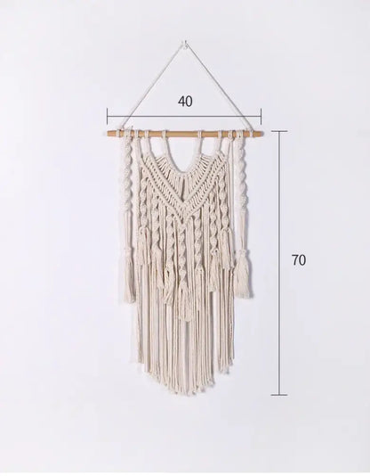 Cream and lavender cotton macrame wall hanging with intricate braided patterns and tassels for living room decorbites colorful cotton