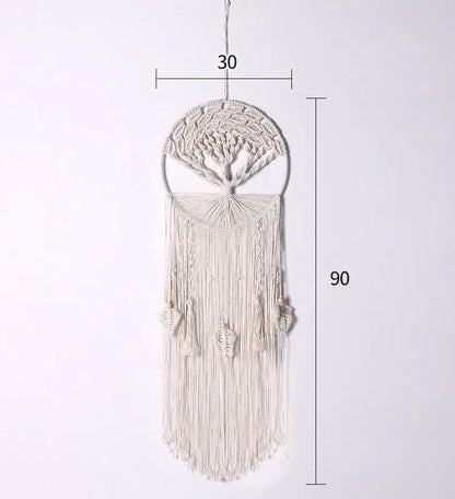 Cream and lavender cotton wall hanging decorbites colorful macrame tapestry with tree-of-life design for living room