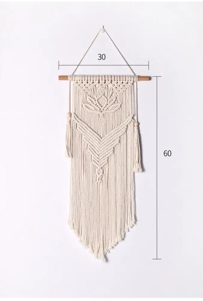 Cream and lavender cotton macrame wall hanging with intricate patterns and tassels for living room decorbites colorful decor