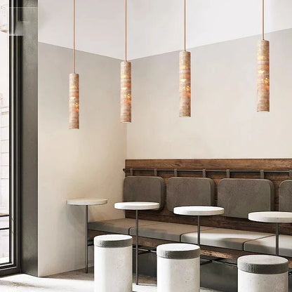 Cream Marble Linear Pendant Light - Decorbites